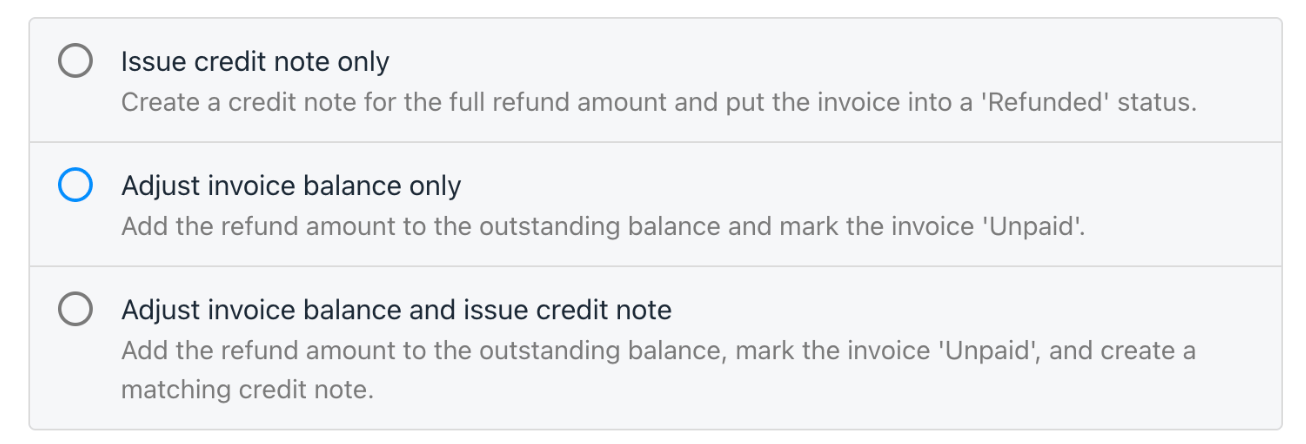 Refund options