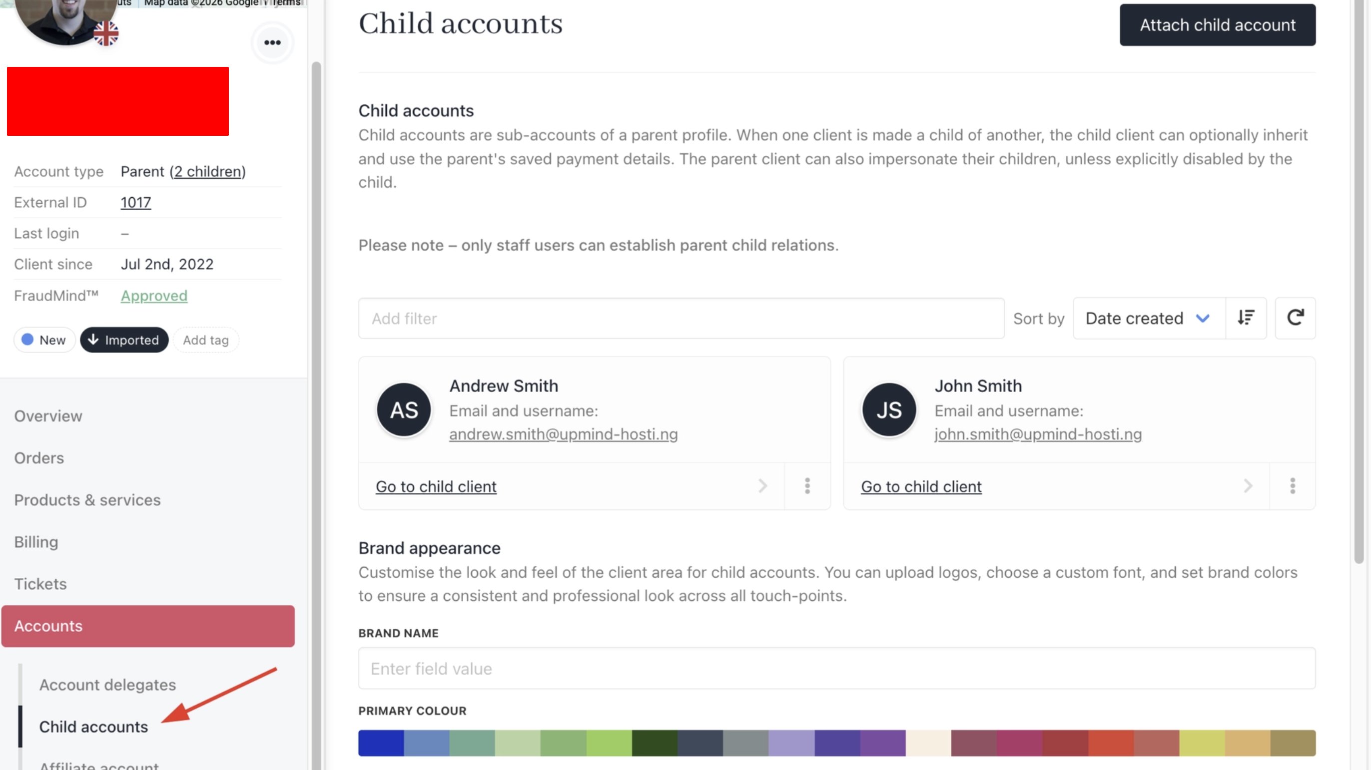 View Child Accounts
