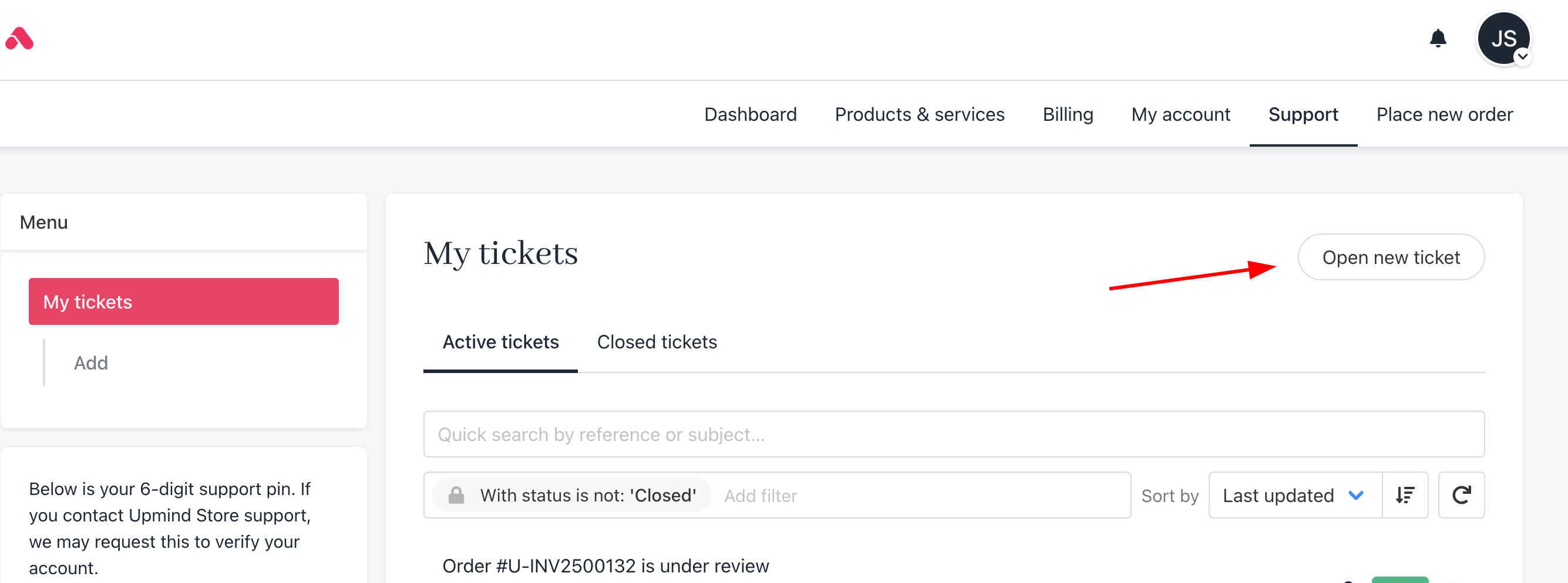 Open new ticket
