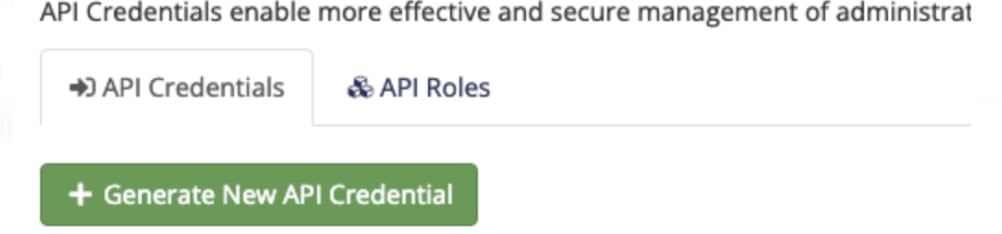 Generate new API credential