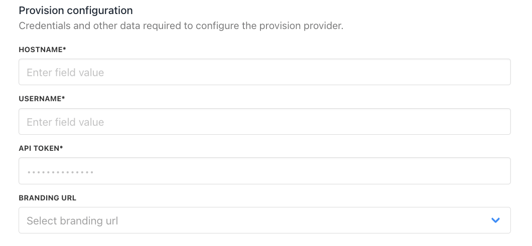 Enter provision configurations
