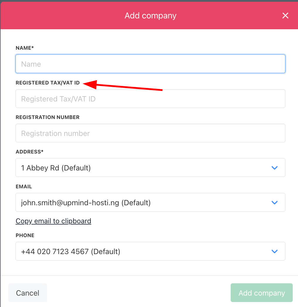 Add company details to include VAT ID