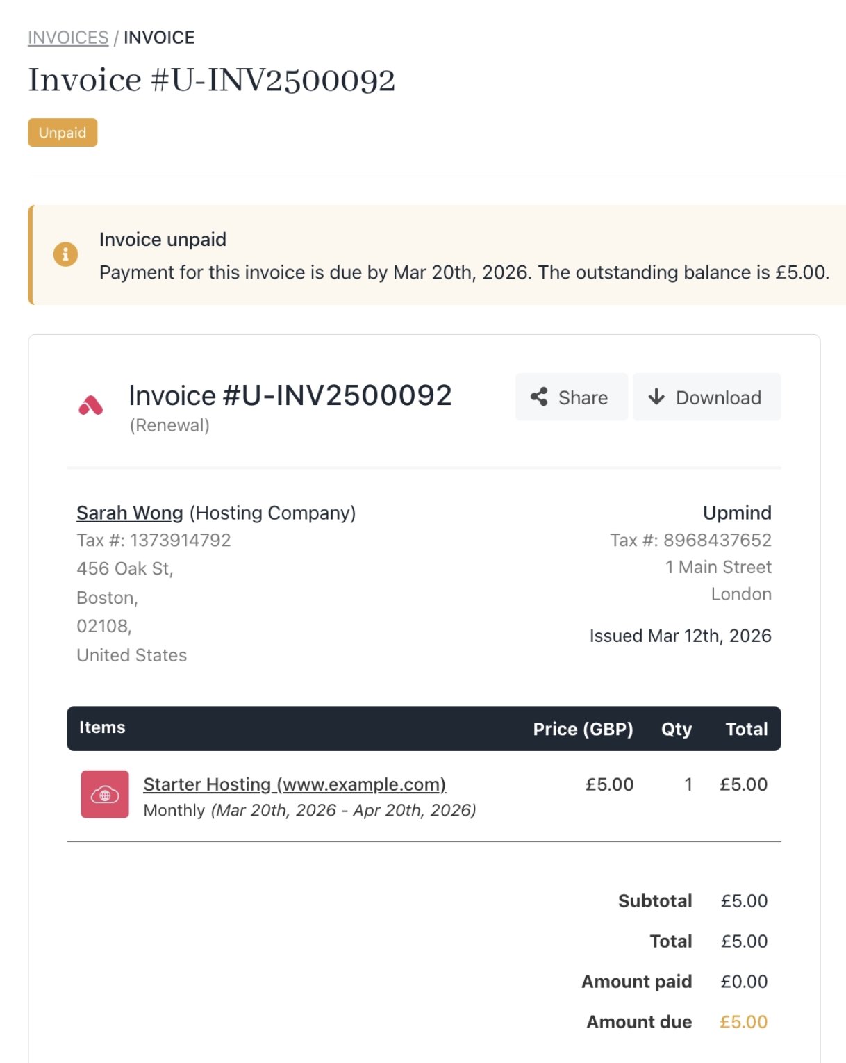 New invoice