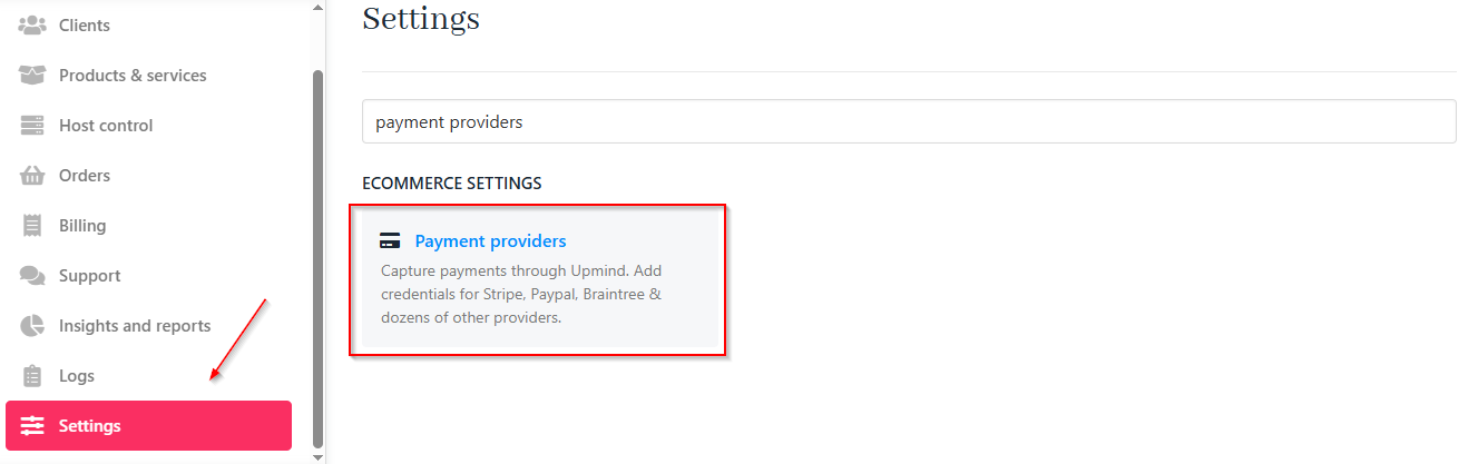 Settings > Payment providers