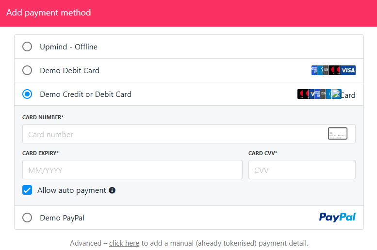 Manually add mandate token