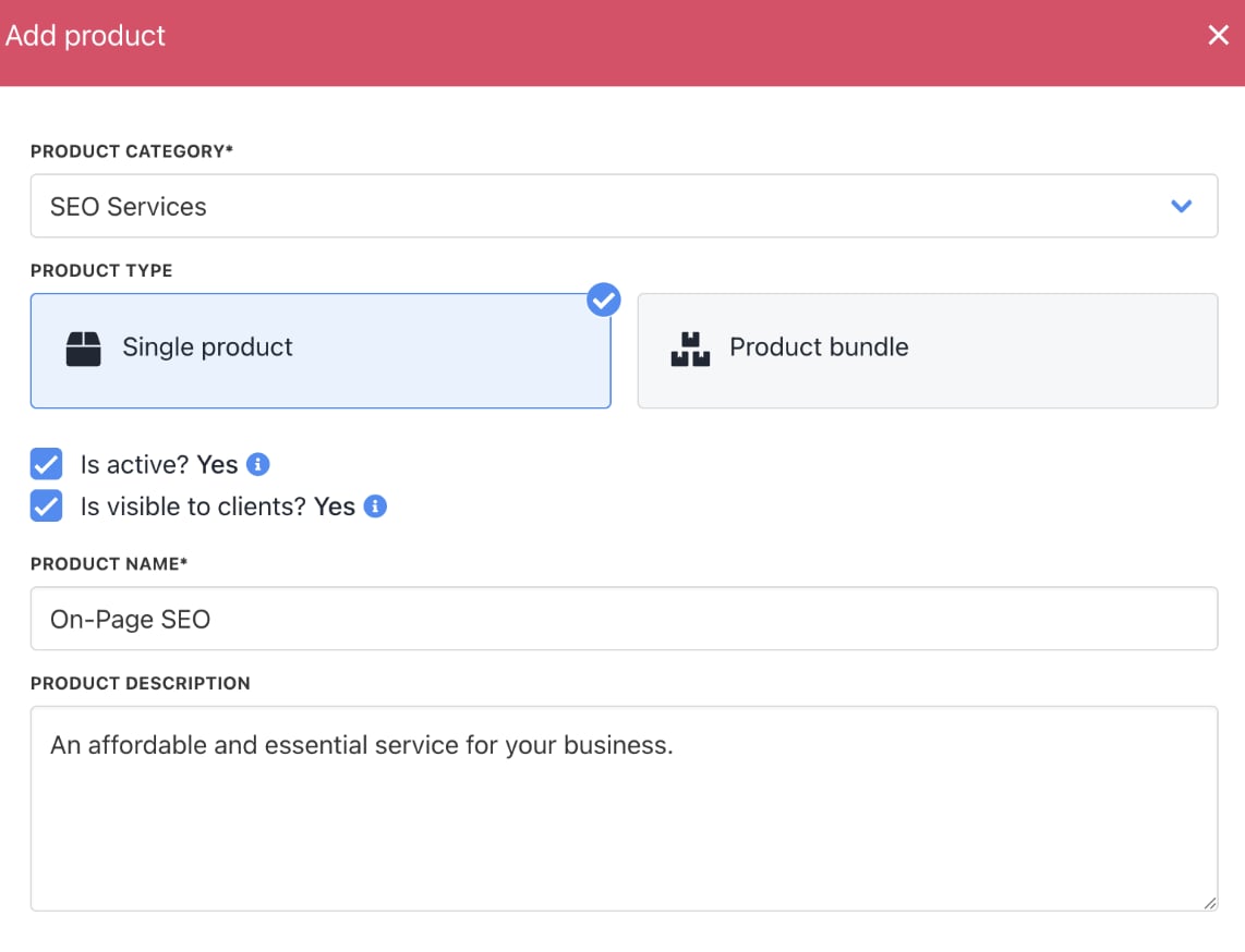 Single product option