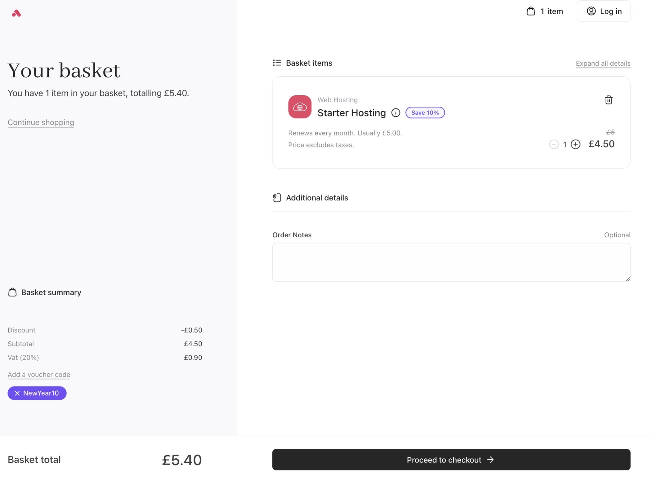 Two column right to left basket layout