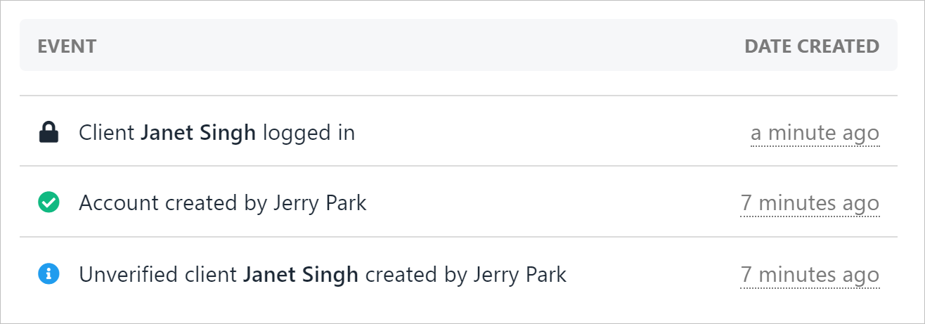 Track client activity