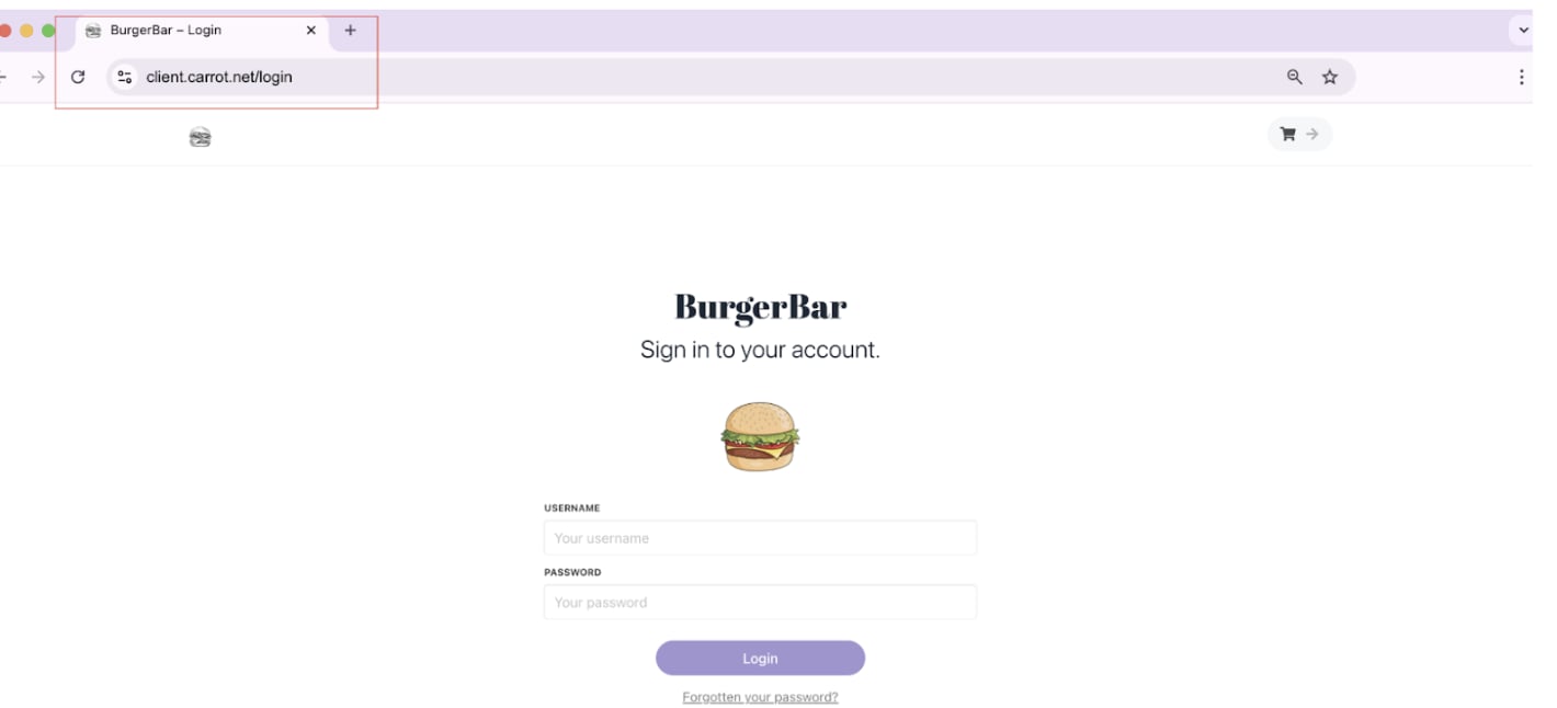 Client interface login