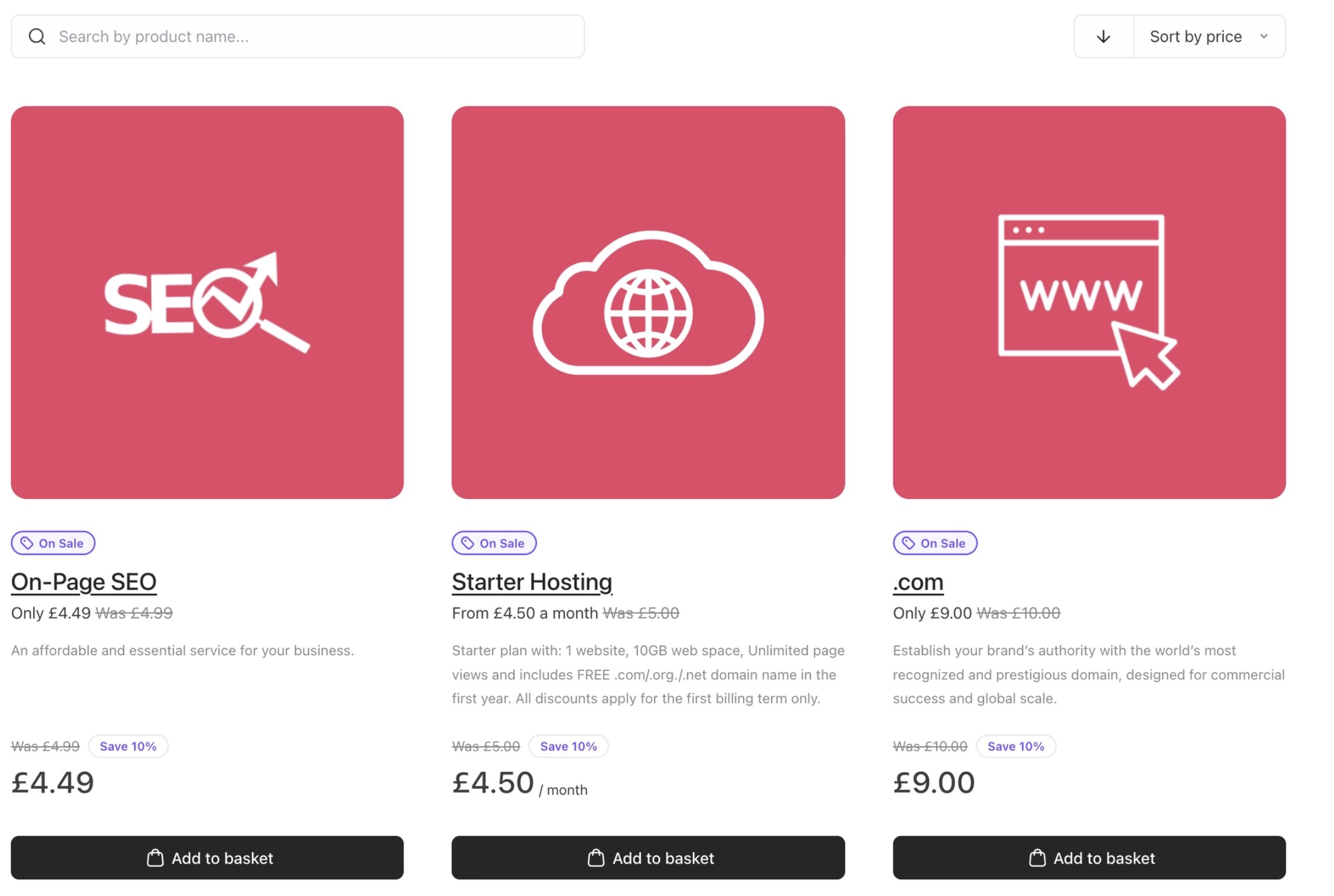 Cart 2.0 product catalogue