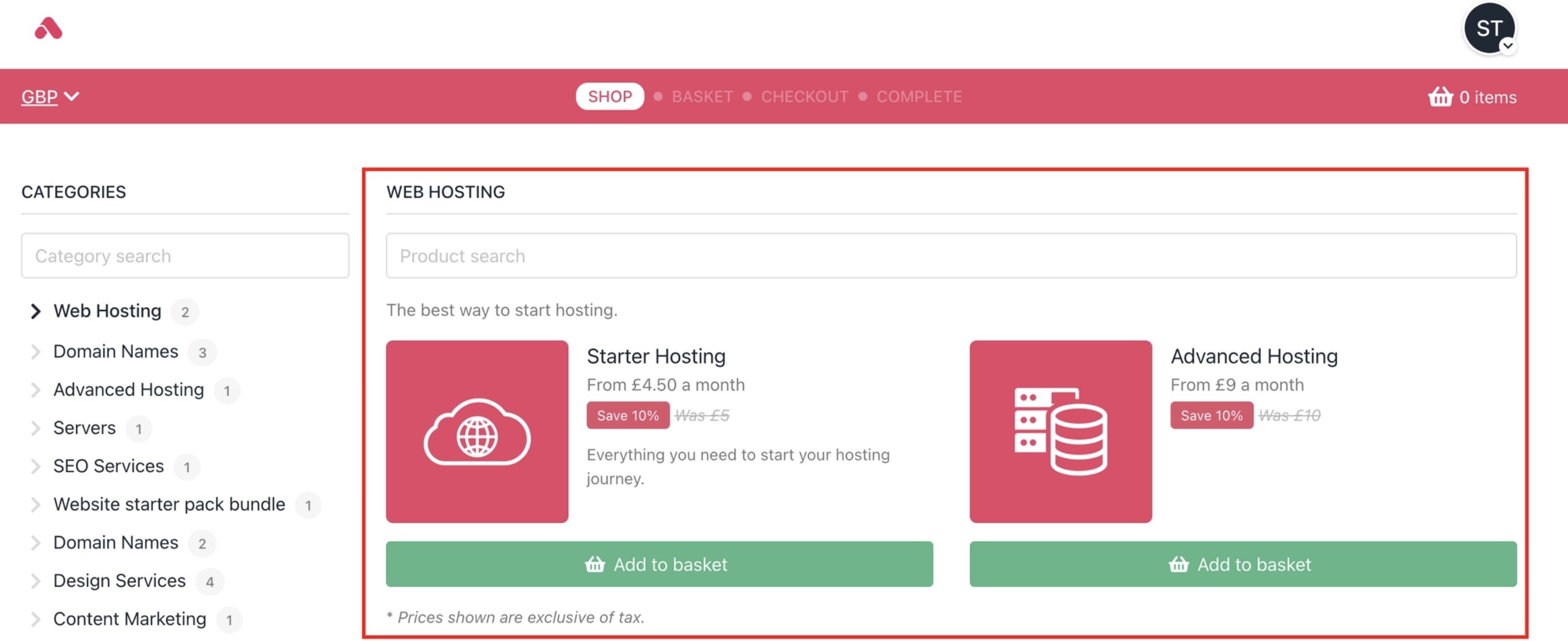 Cart 1.0product catalogue