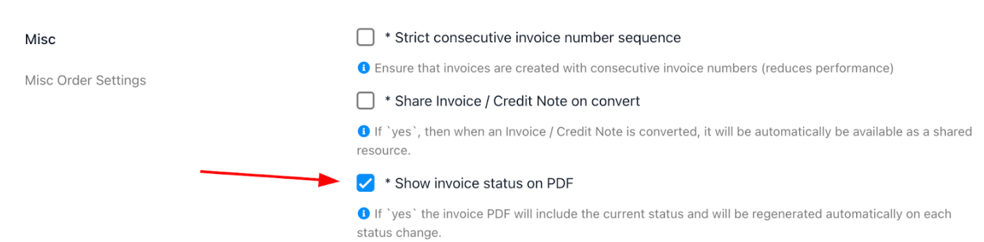 Show invoice status on PDF