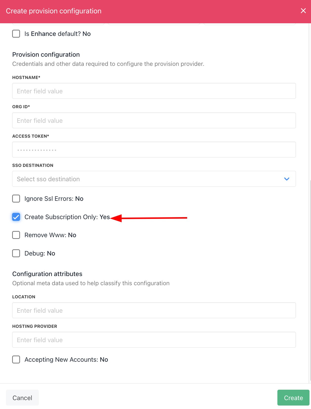 Create Subscription Only