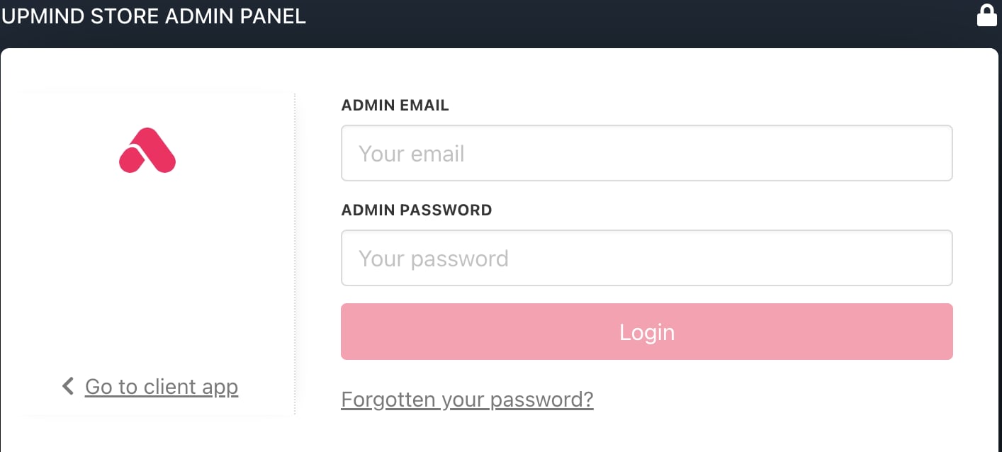 Example of the login page in the admin area
