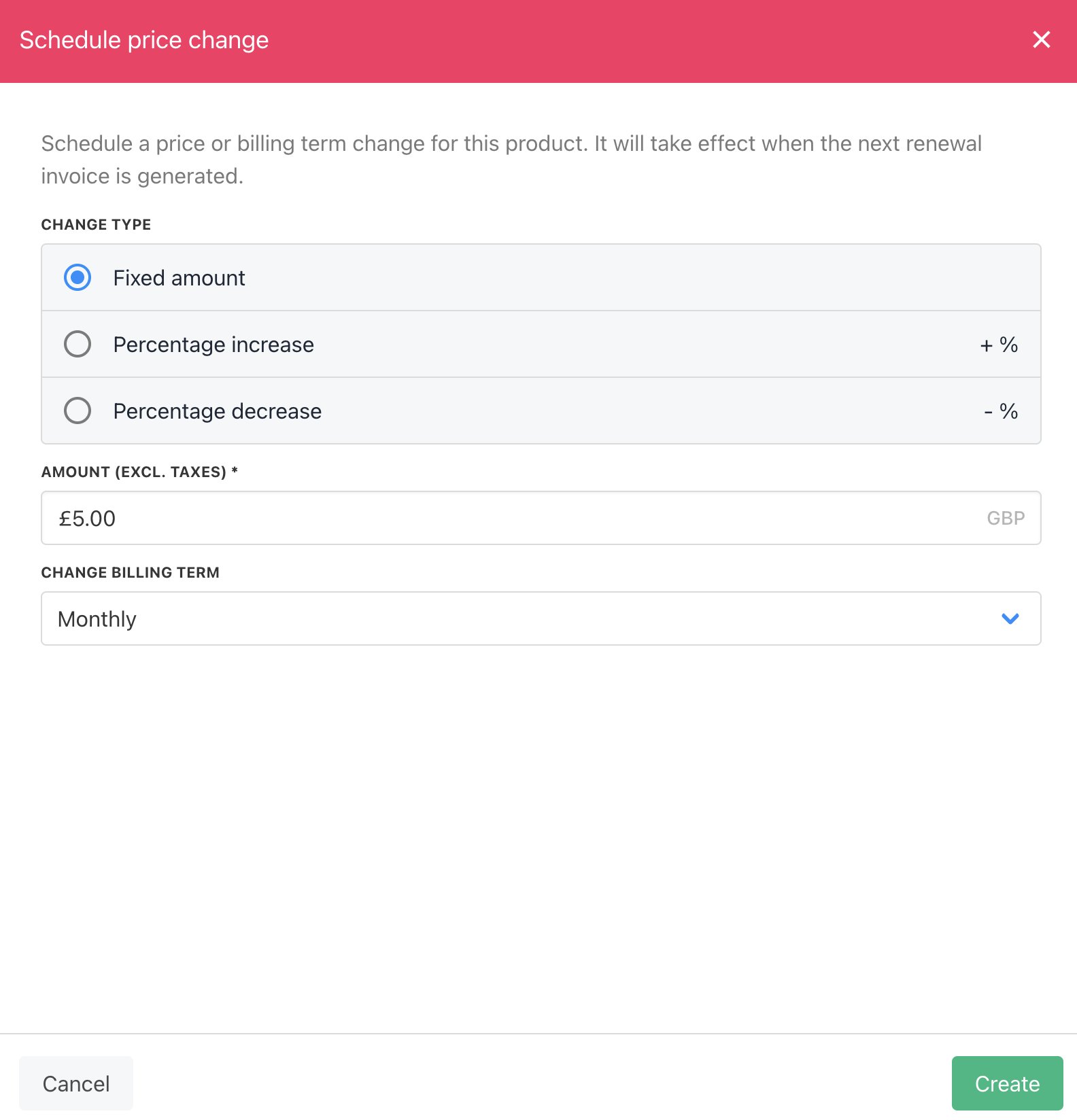 Image Schedule price change