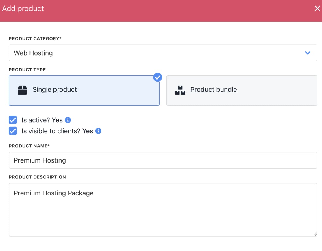 Fill in product details