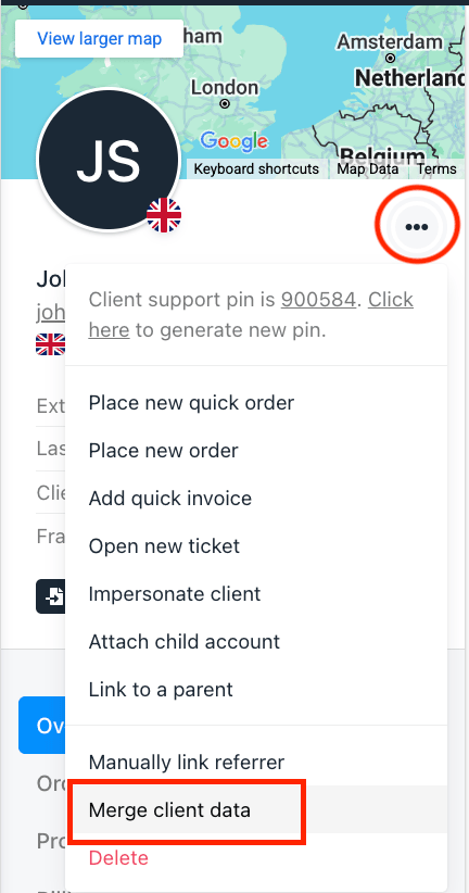 Merge client data