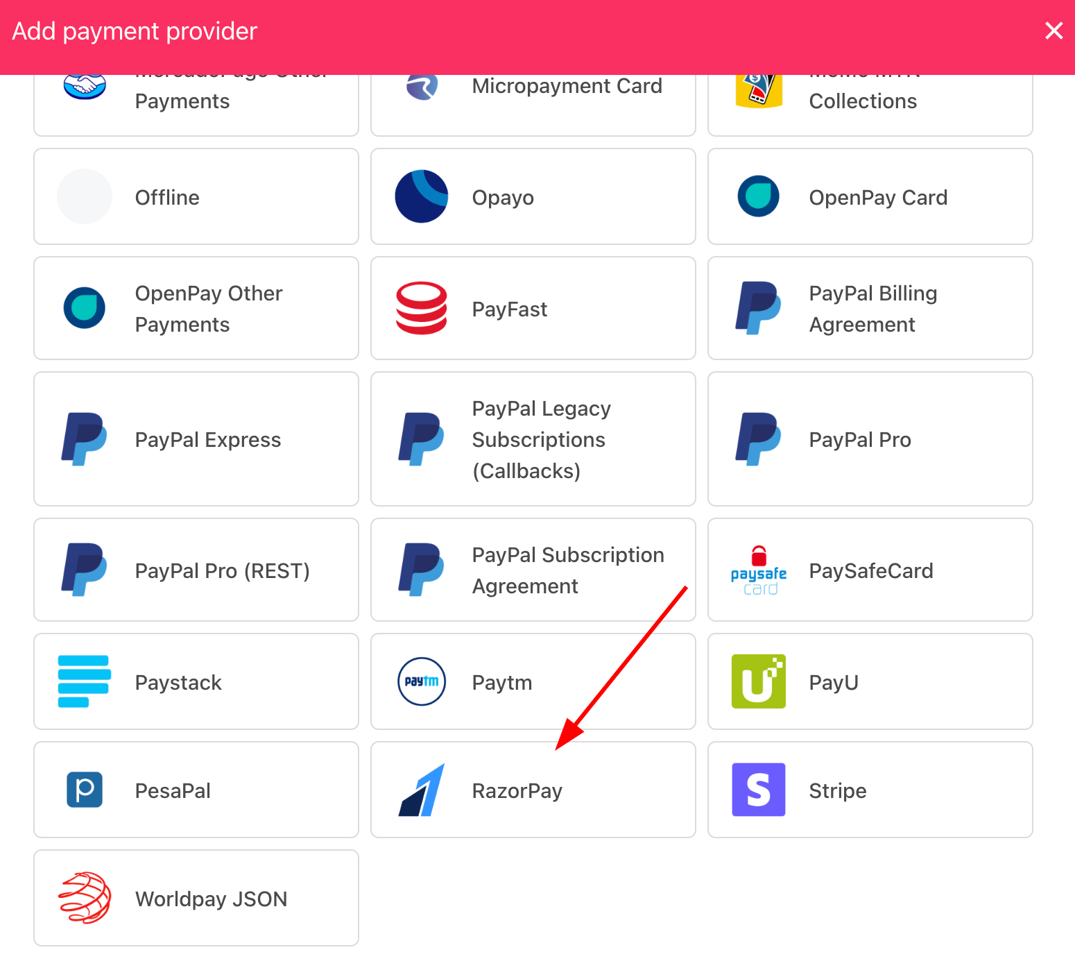 Select payment provider