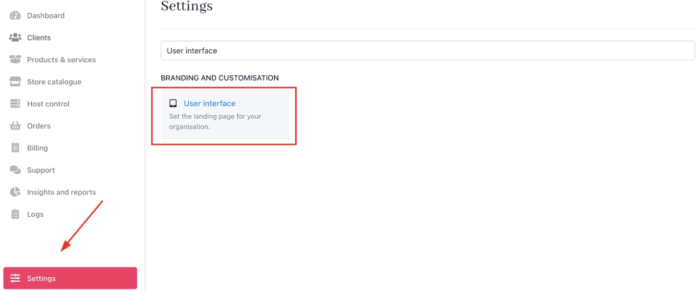 Settings > User Interface