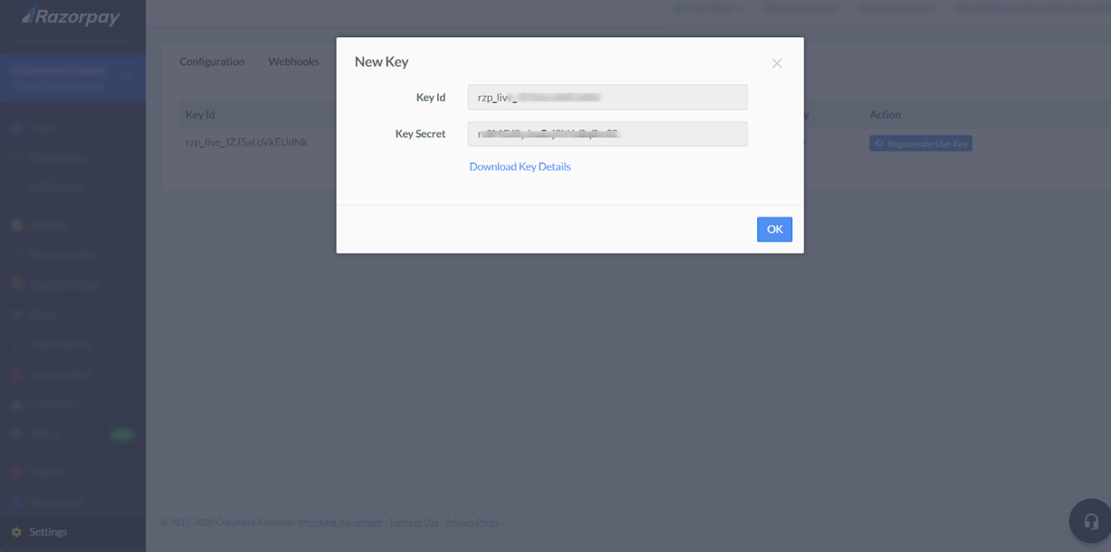 Key ID and Key Secret