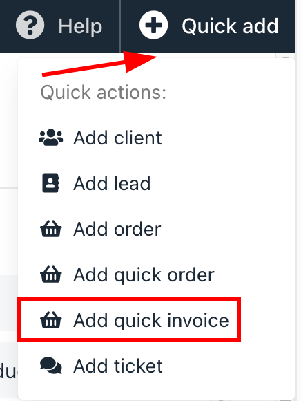 Add quick invoice from quick add