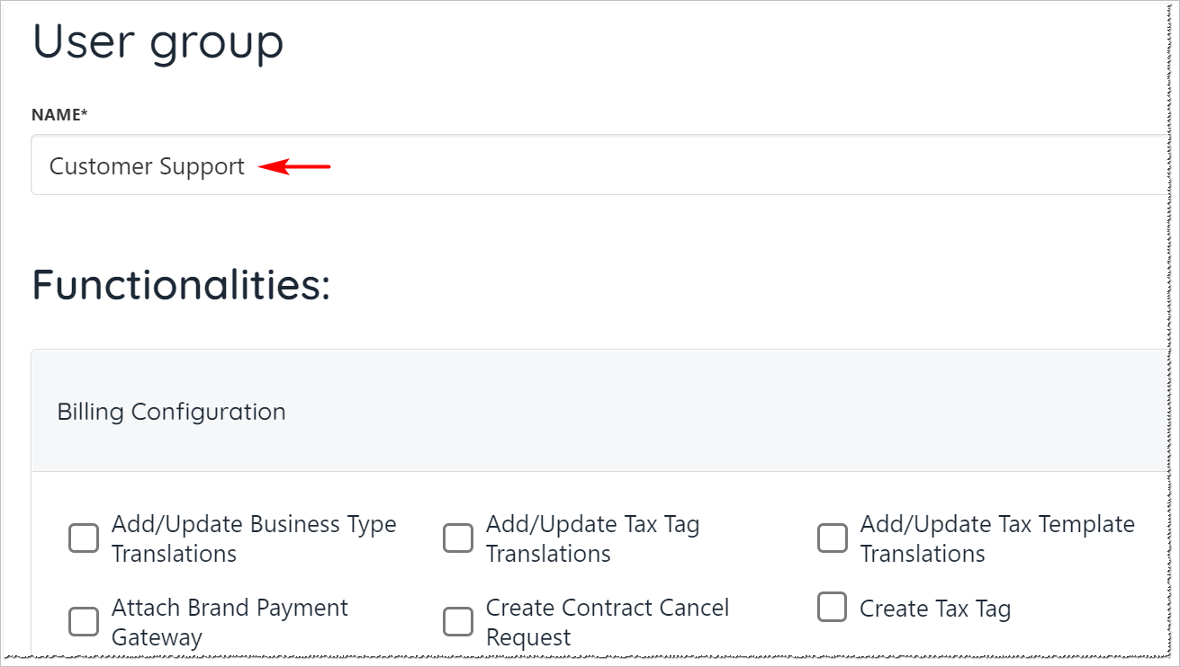 User group name