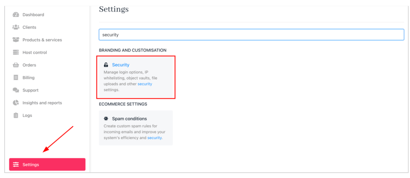 Settings > Security