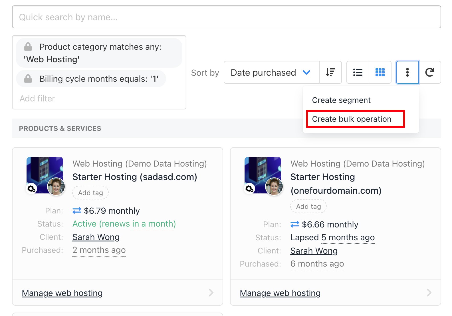 Create bulk operation