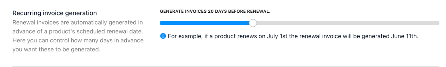 Generate invoices x days before renewal