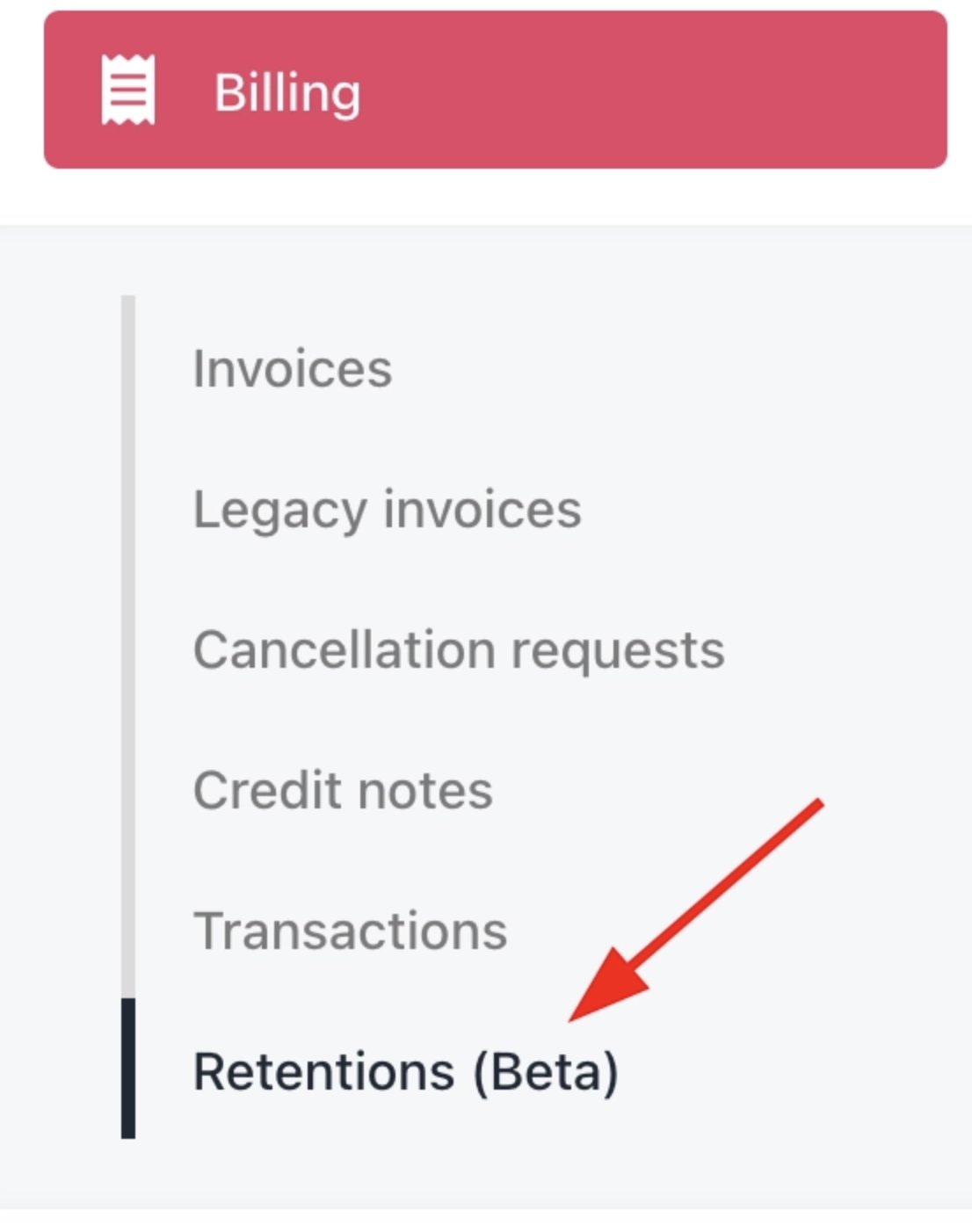 Billing > Retention (Beta)