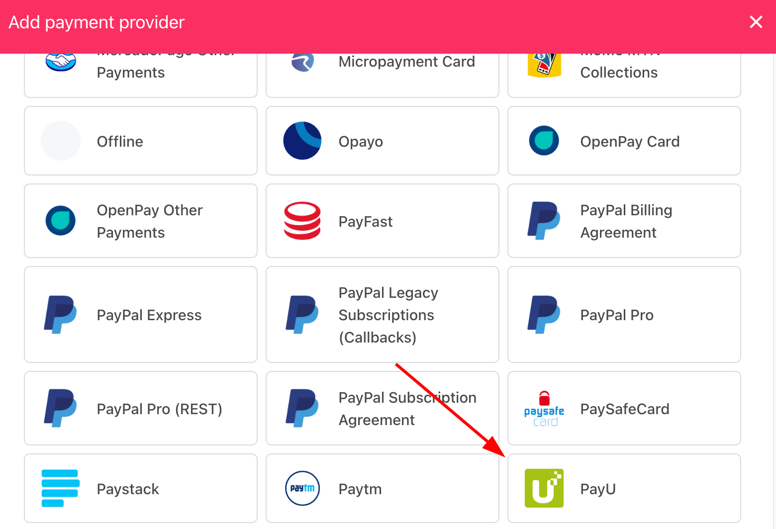 Select payment provider