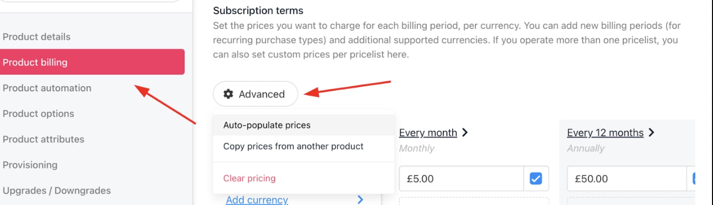 Auto-populate prices