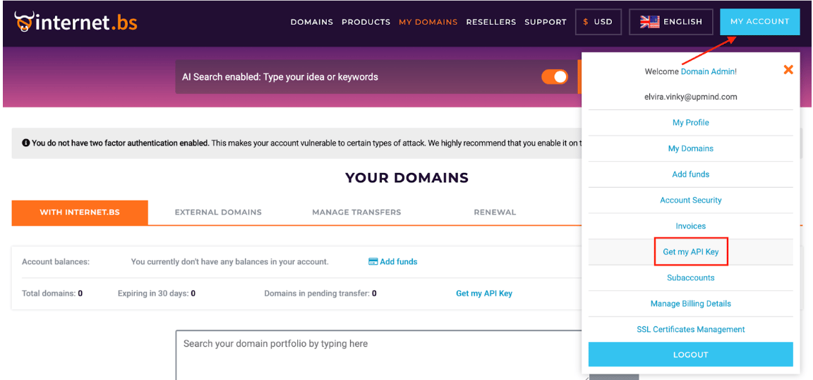 Get my API Key