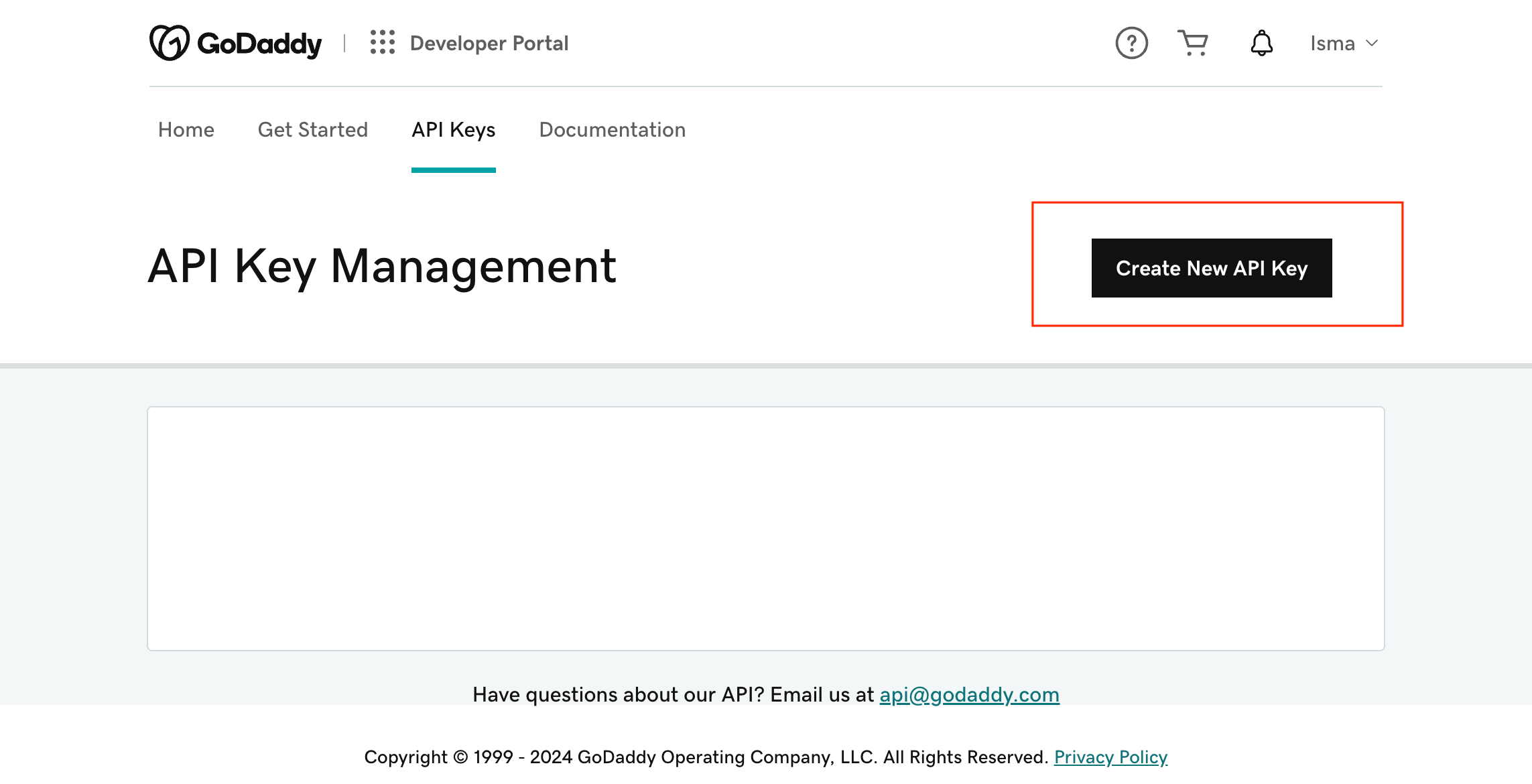 Create New API Key