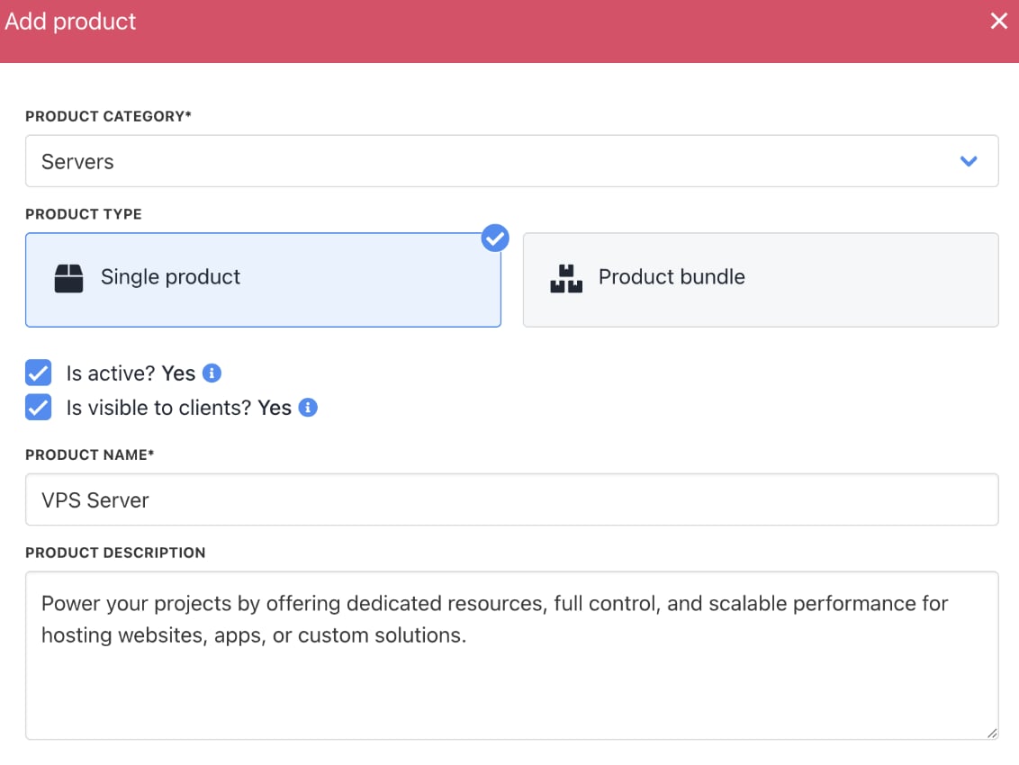 Single product option
