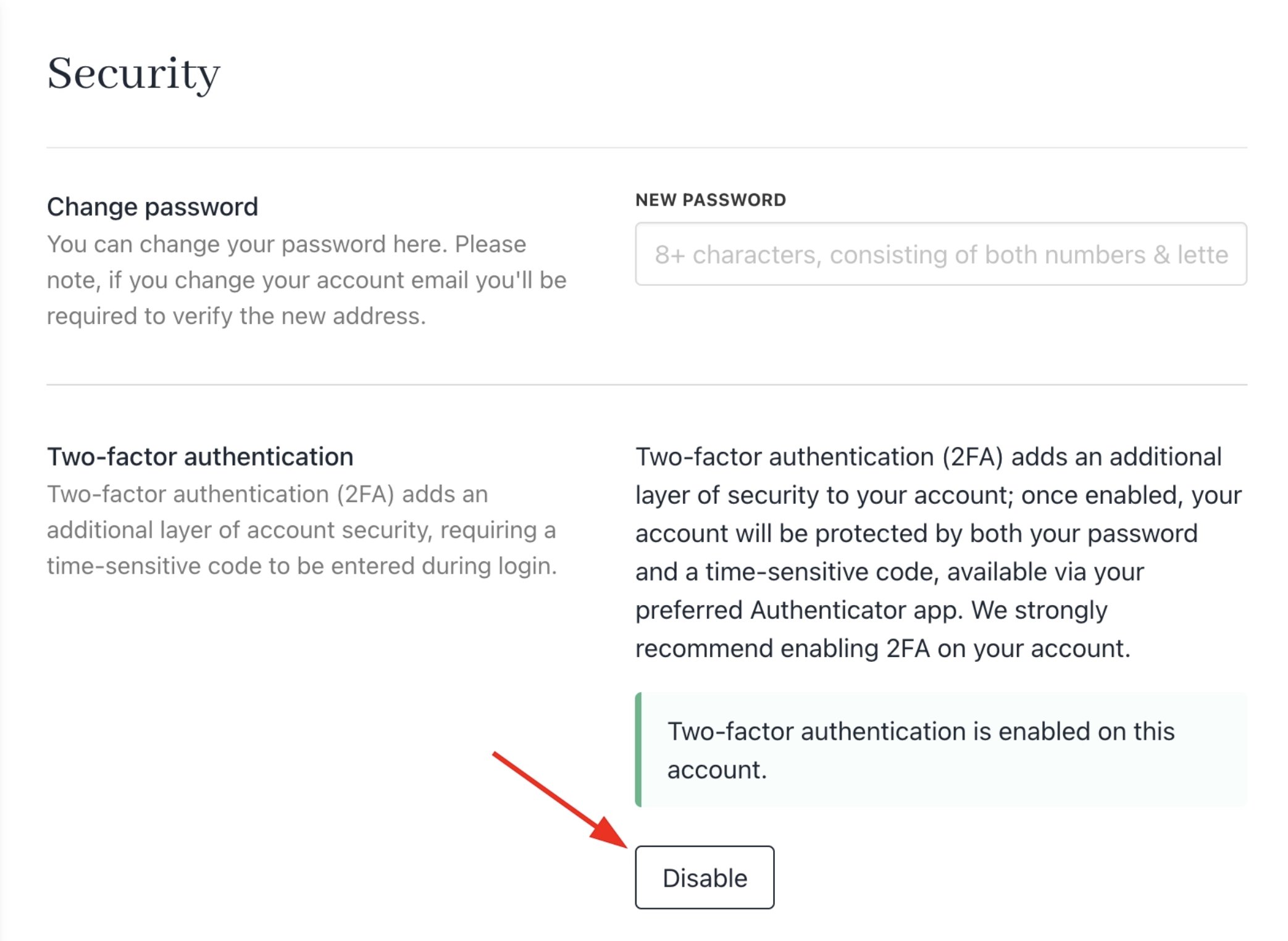 Disable 2FA