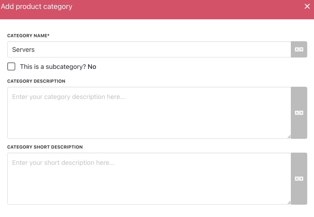 Create product category