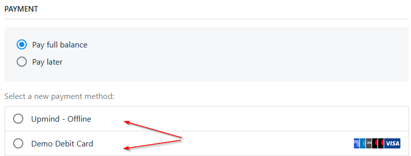 Multiple payment options