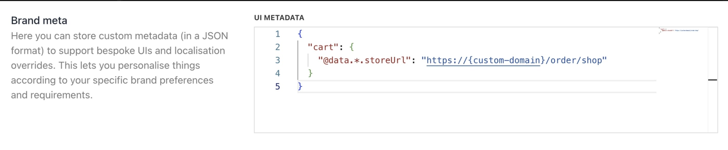 UI Metadata for data settings