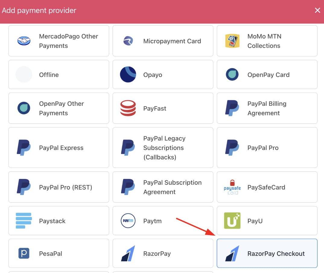 Select payment provider