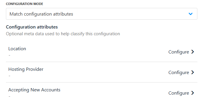 Match configuration attributes