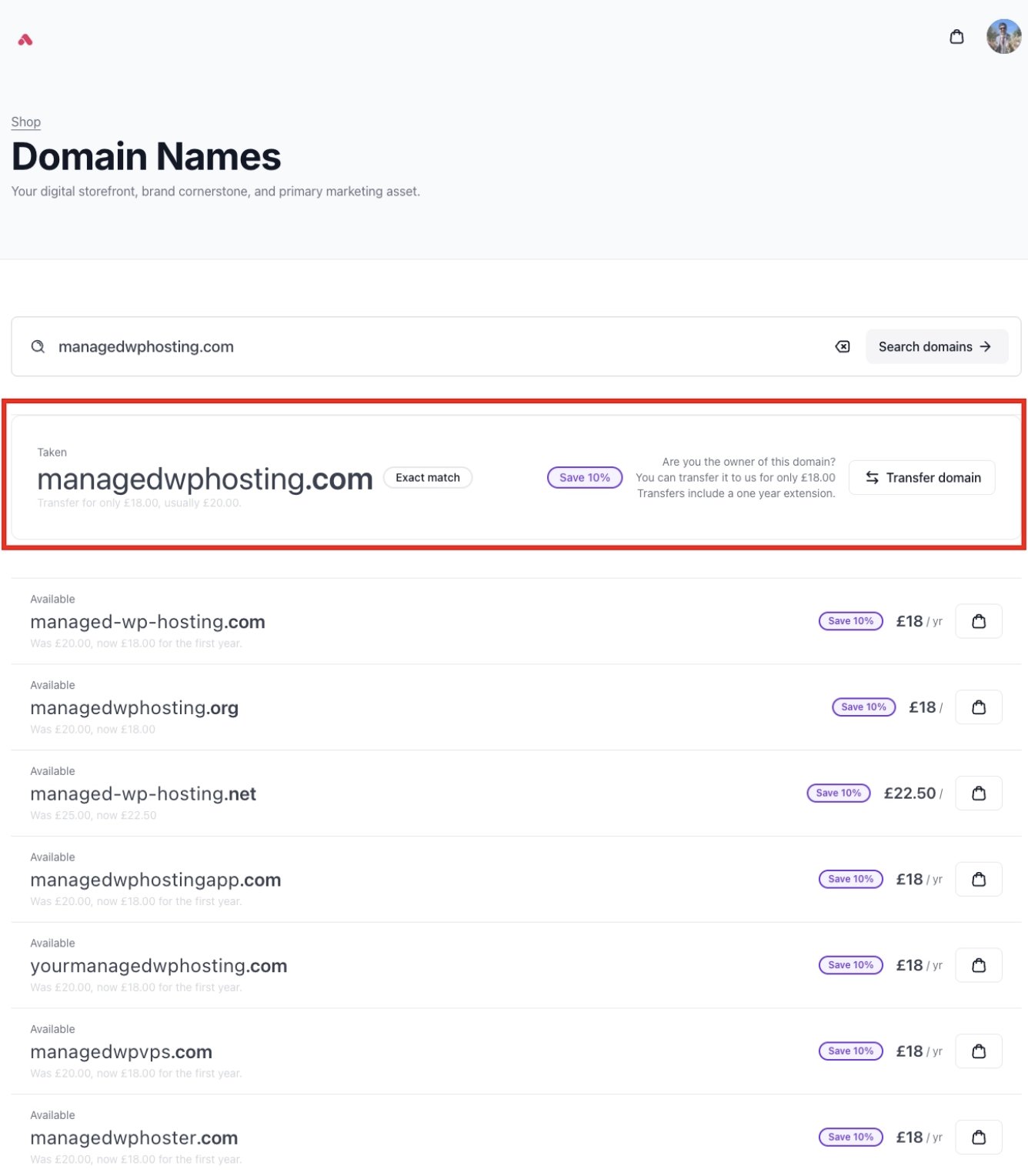 Smart Suggest NameStudio exact match