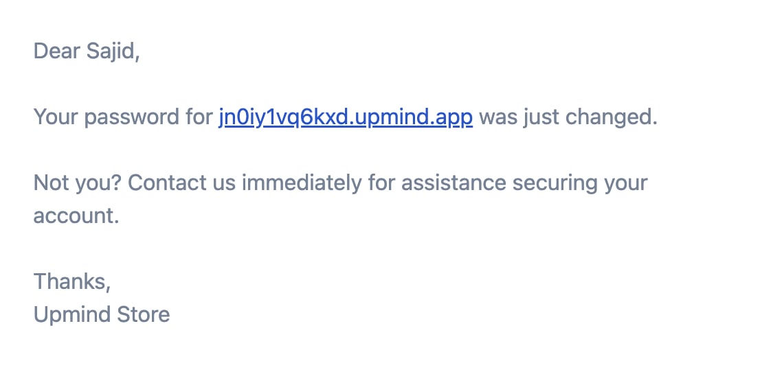 Password change email