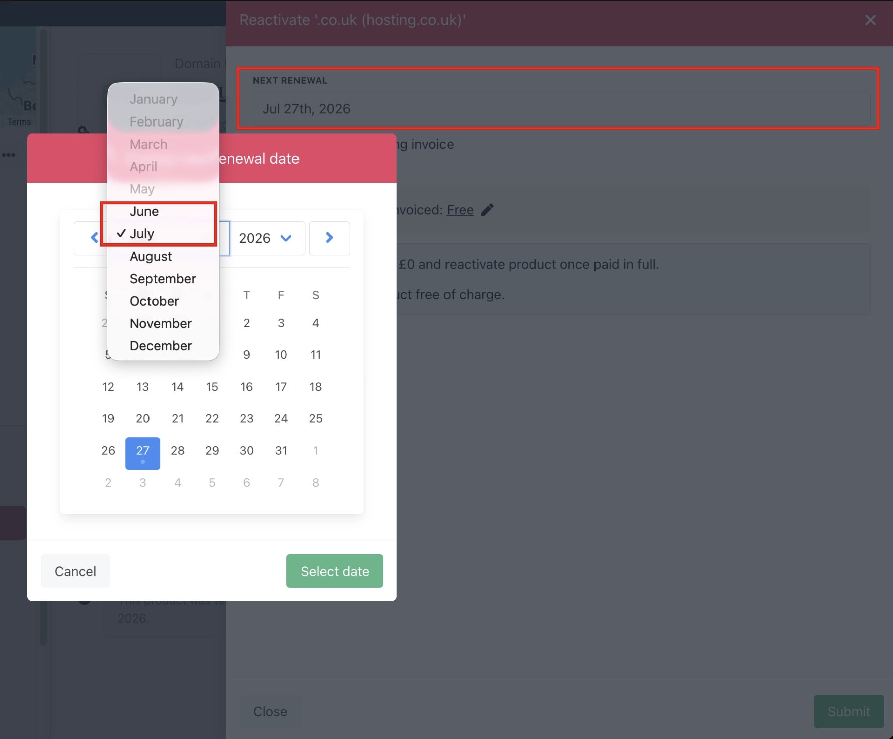 Cancelled contract product