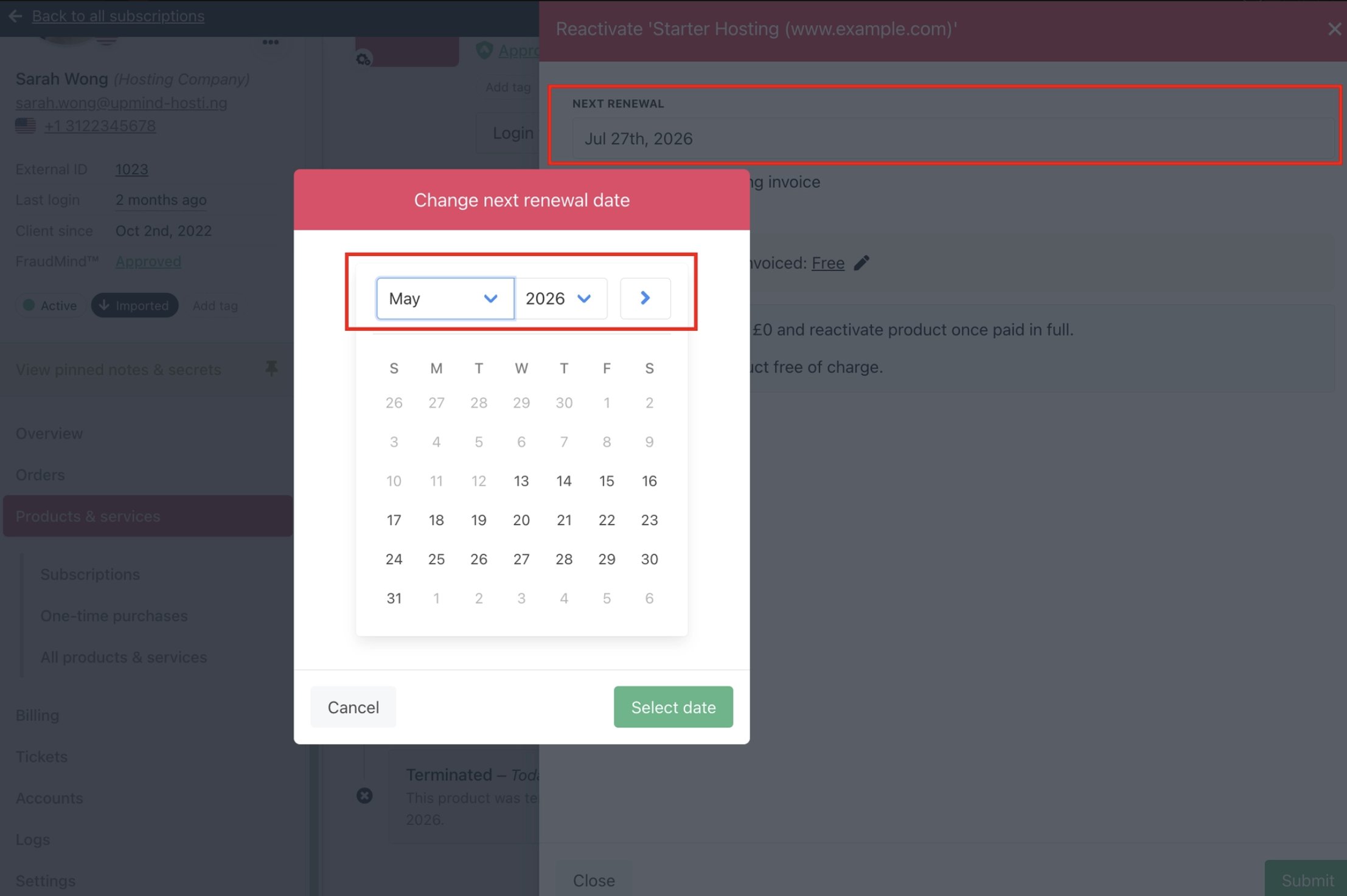 Lapsed contract product