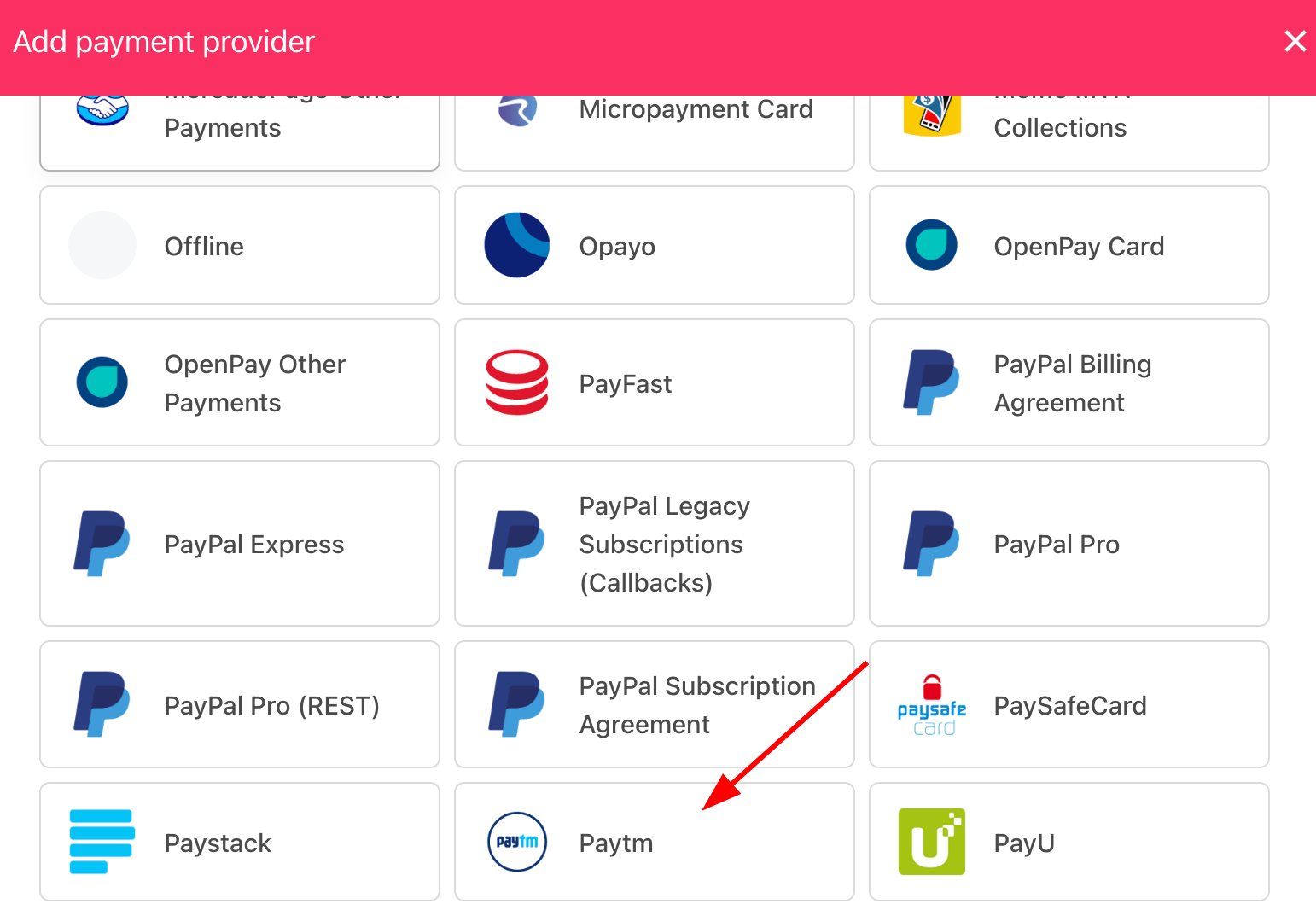 Select payment provider