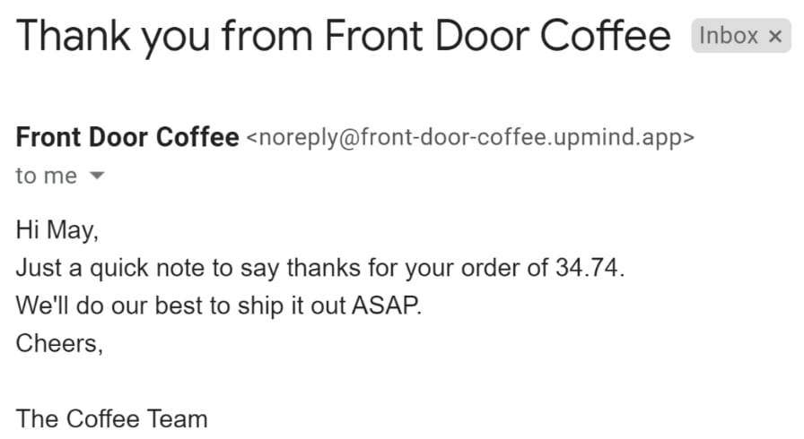 Thank you email