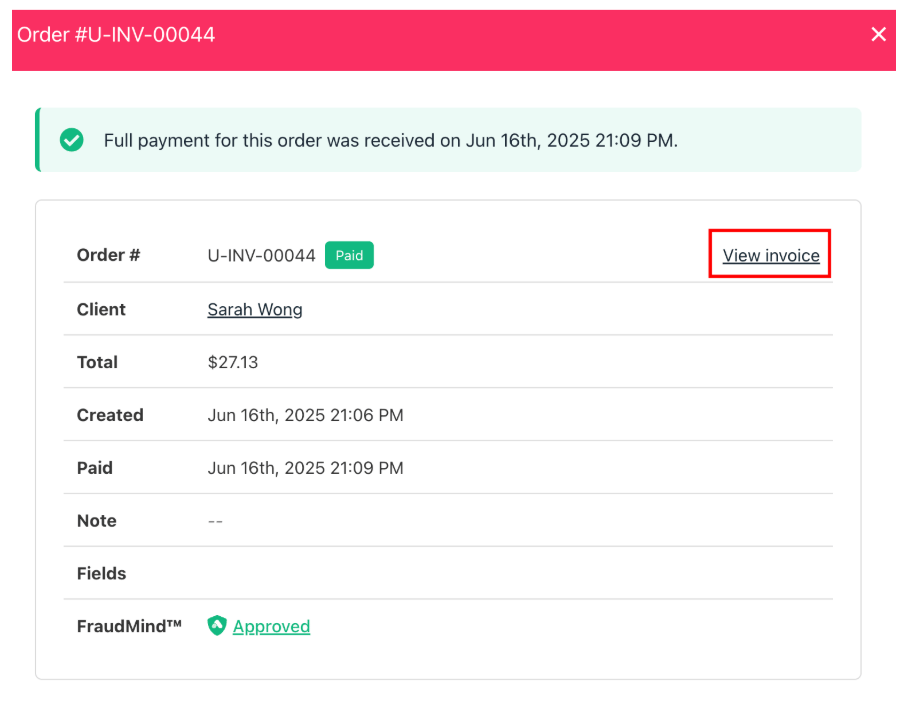 View invoice
