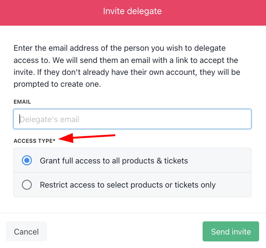Send delegate invitation