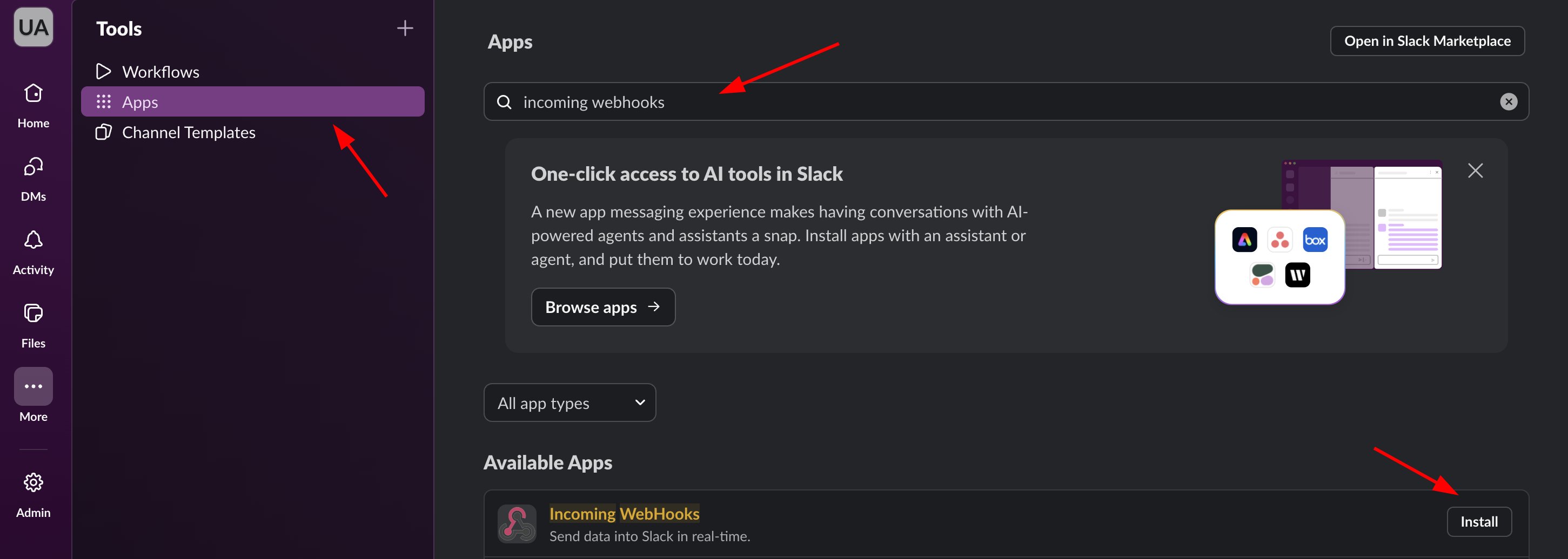 Install Incoming Webhooks